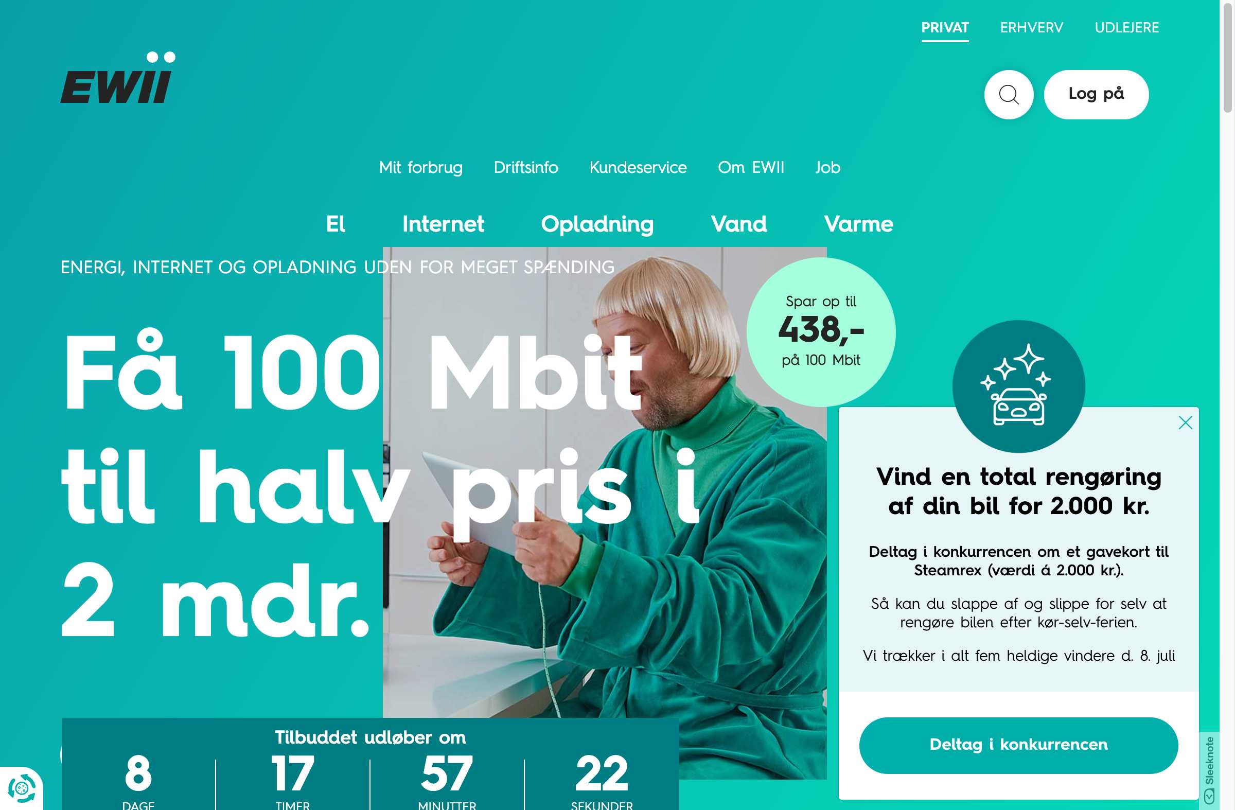 Screenshot af EWII anmeldelse 2026 - Komplet vurdering af priser og service hjemmeside